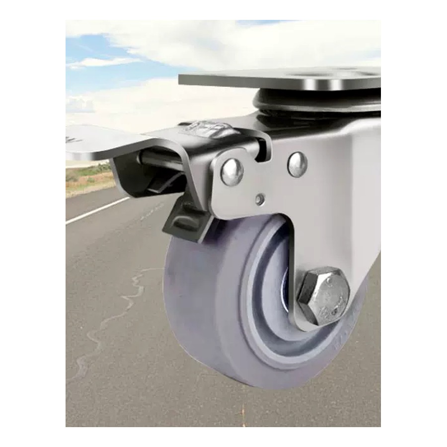 4 inch Threaded Stem Stainless Steel TPR Brake Caster