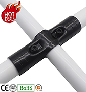 YS-4 SPHC 3 Way Cross Joint | Black Electrophoresis Lean Pipe Connector | Yusilean